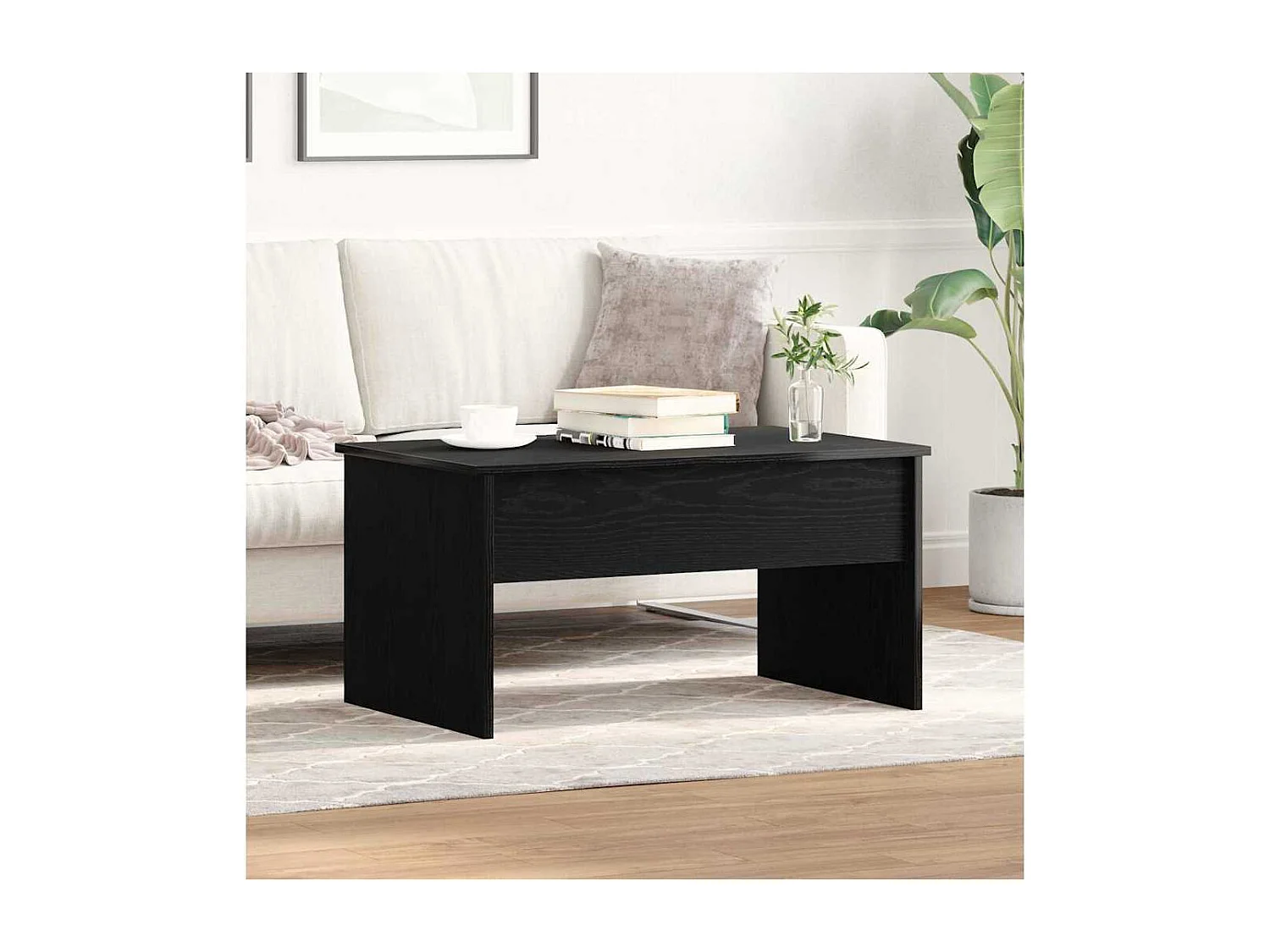Table basse Chêne noir 80 x 50.5 x 41.5 cm Bois d'ingénierie