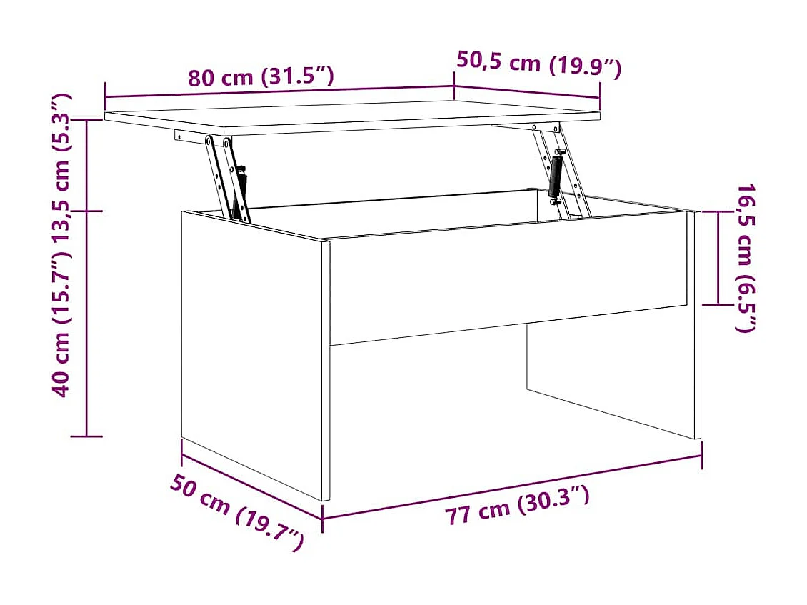 Table basse Chêne noir 80 x 50.5 x 41.5 cm Bois d'ingénierie