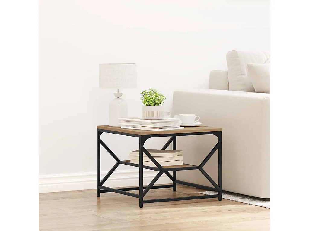 Salontafel artisanaal eikenkleurig 51 x 50 x 40 cm