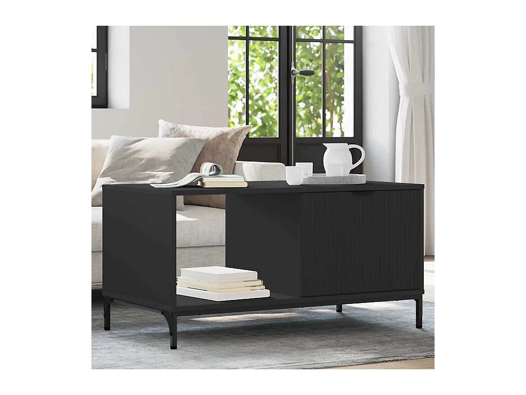 Table basse Noir 90 x 49 x 46 cm Bois d'ingénierie
