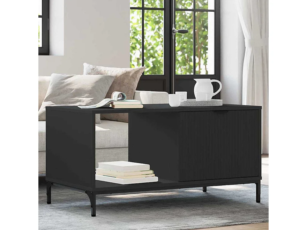 Table basse Noir 90 x 49 x 46 cm Bois d'ingénierie