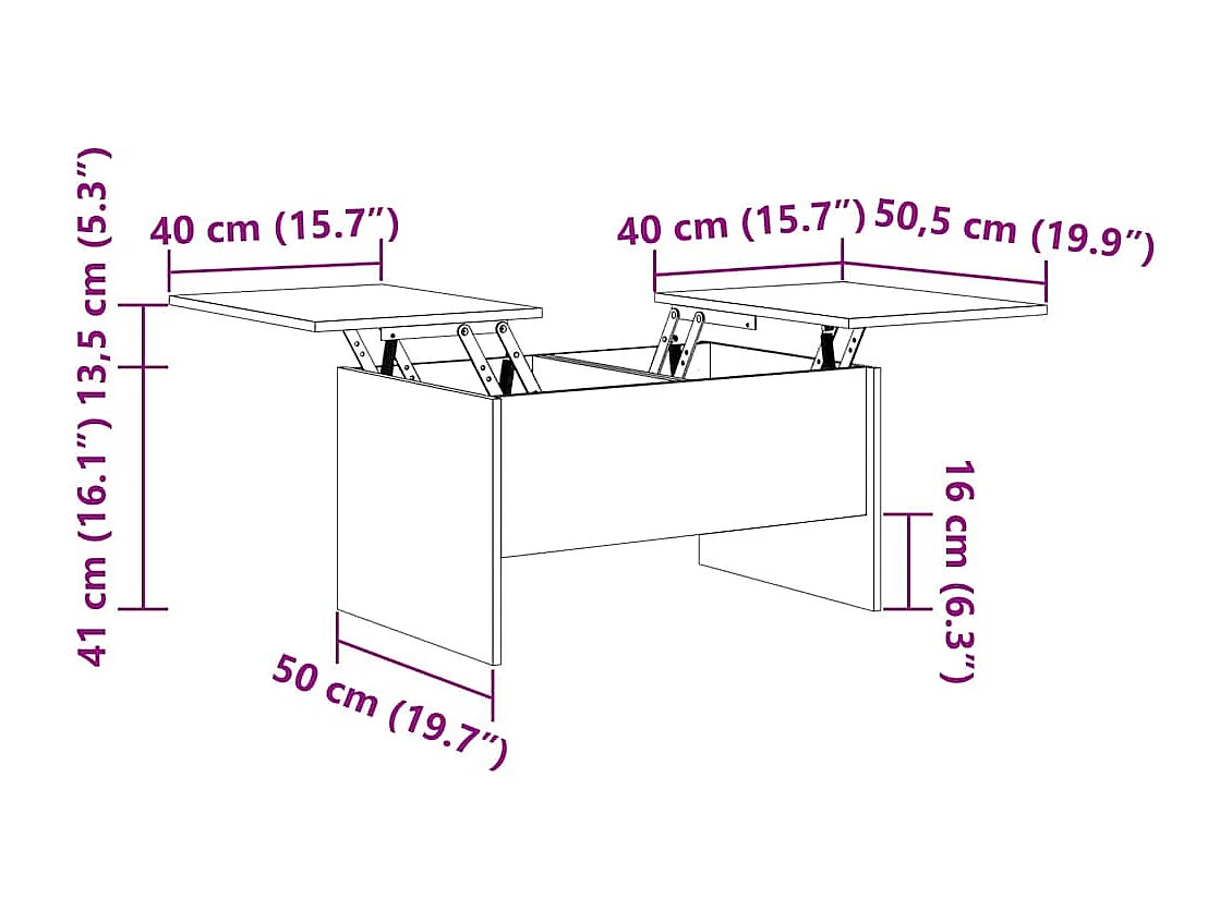 Table basse chêne artisanal 80 x 50,5 x 42,5 cm