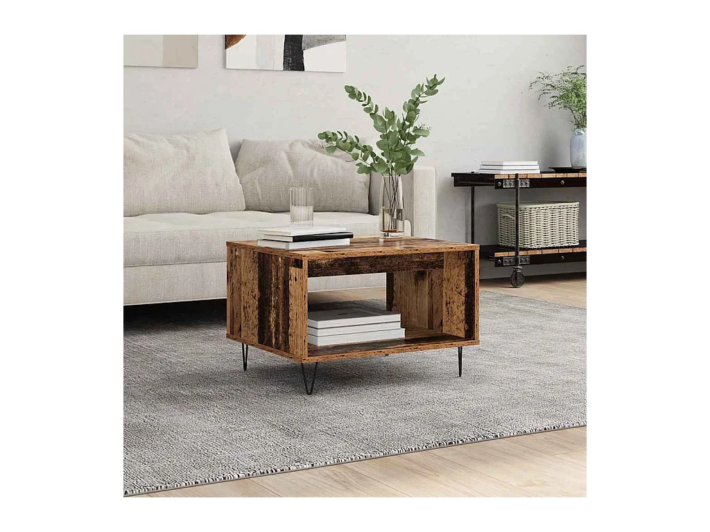 Salontafel Oud hout 60 x 50 x 40 cm Bewerkt hout