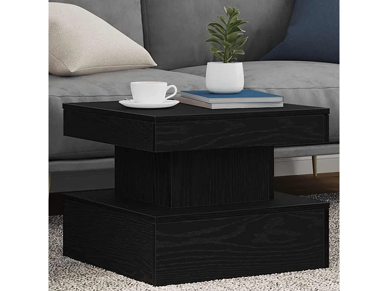 Table basse avec lumières LED chêne noir 50x50x40 cm