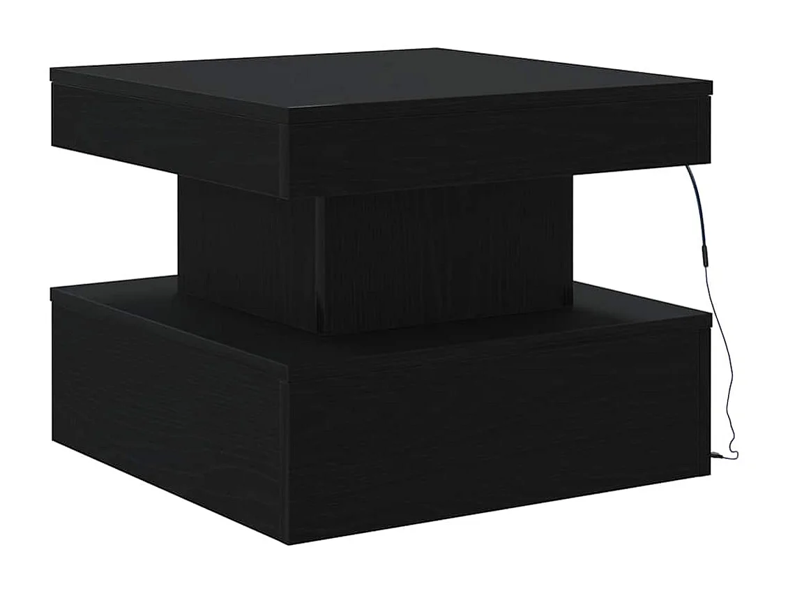 Table basse avec lumières LED chêne noir 50x50x40 cm