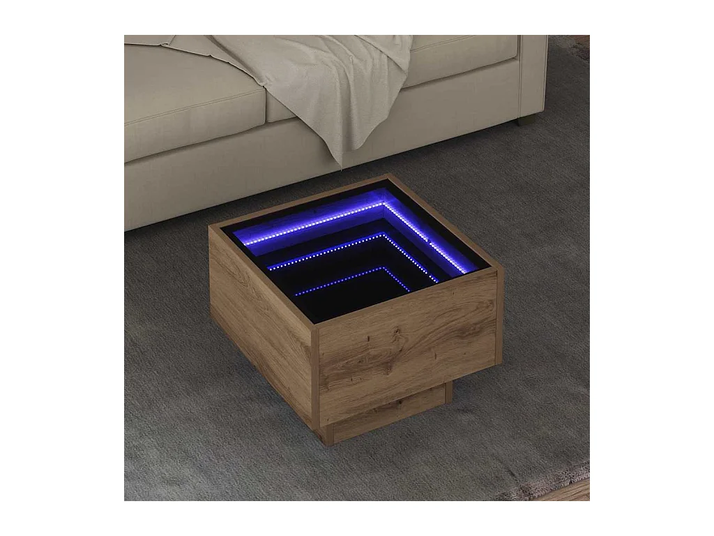 Table basse chêne artisanal 40 x 40 x 30 cm Bois d'ingénierie