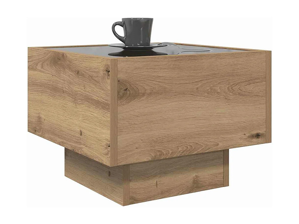 Table basse chêne artisanal 40 x 40 x 30 cm Bois d'ingénierie