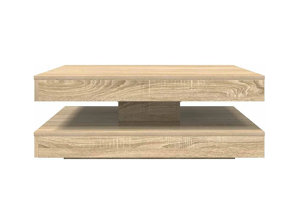 Table basse rotative à 360 degrés chêne sonoma 90x90x34,5 cm