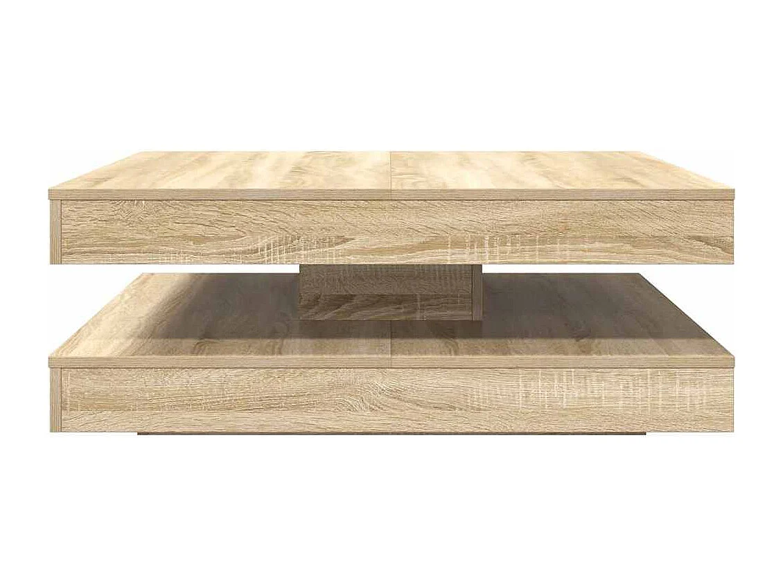 Table basse rotative à 360 degrés chêne sonoma 90x90x34,5 cm