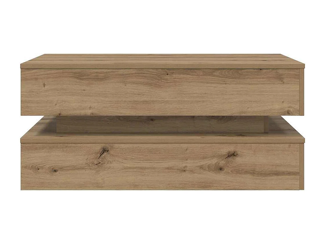 Table basse avec lumières LED chêne artisanal 90x50x40 cm