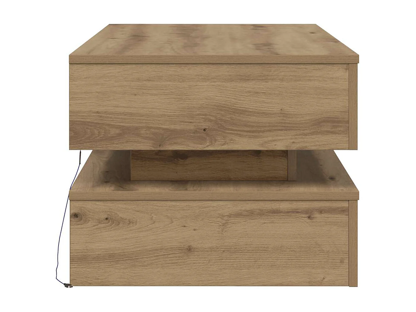 Table basse avec lumières LED chêne artisanal 90x50x40 cm
