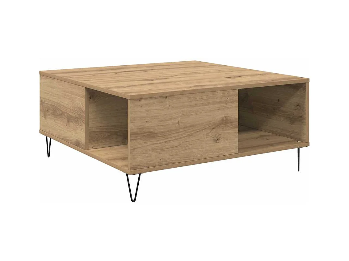 Table basse chêne artisanal 80 x 80 x 36,5 cm Bois d'ingénierie