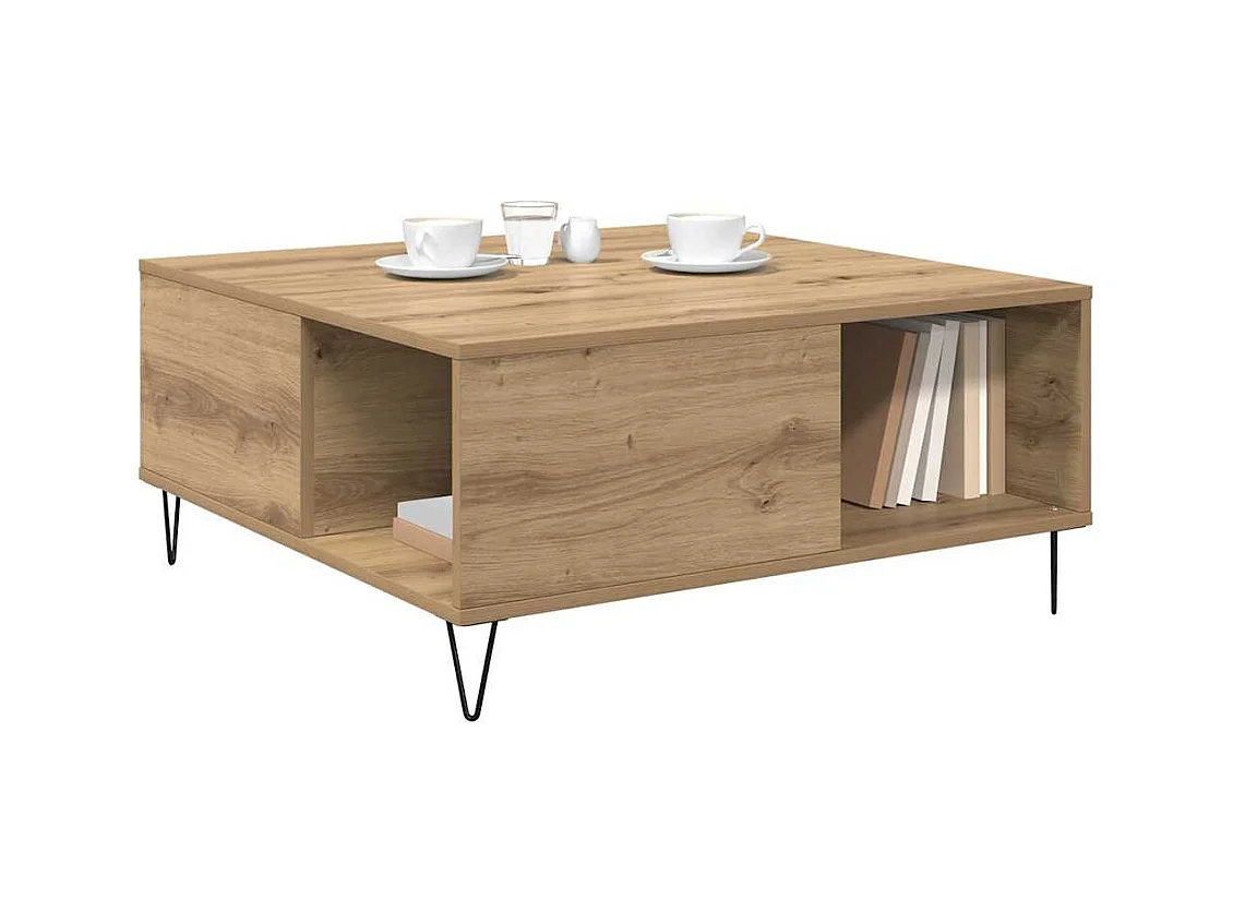 Table basse chêne artisanal 80 x 80 x 36,5 cm Bois d'ingénierie