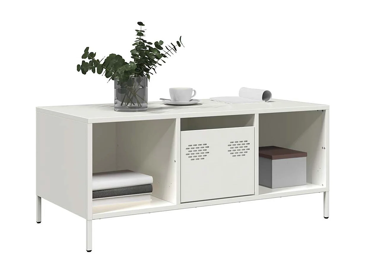 Mesa de centro acero laminado en frío blanco 101,5x50x43,5 cm