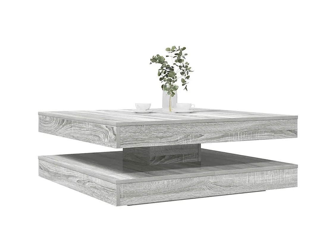 Table basse rotative à 360 degrés sonoma gris 90x90x34,5 cm