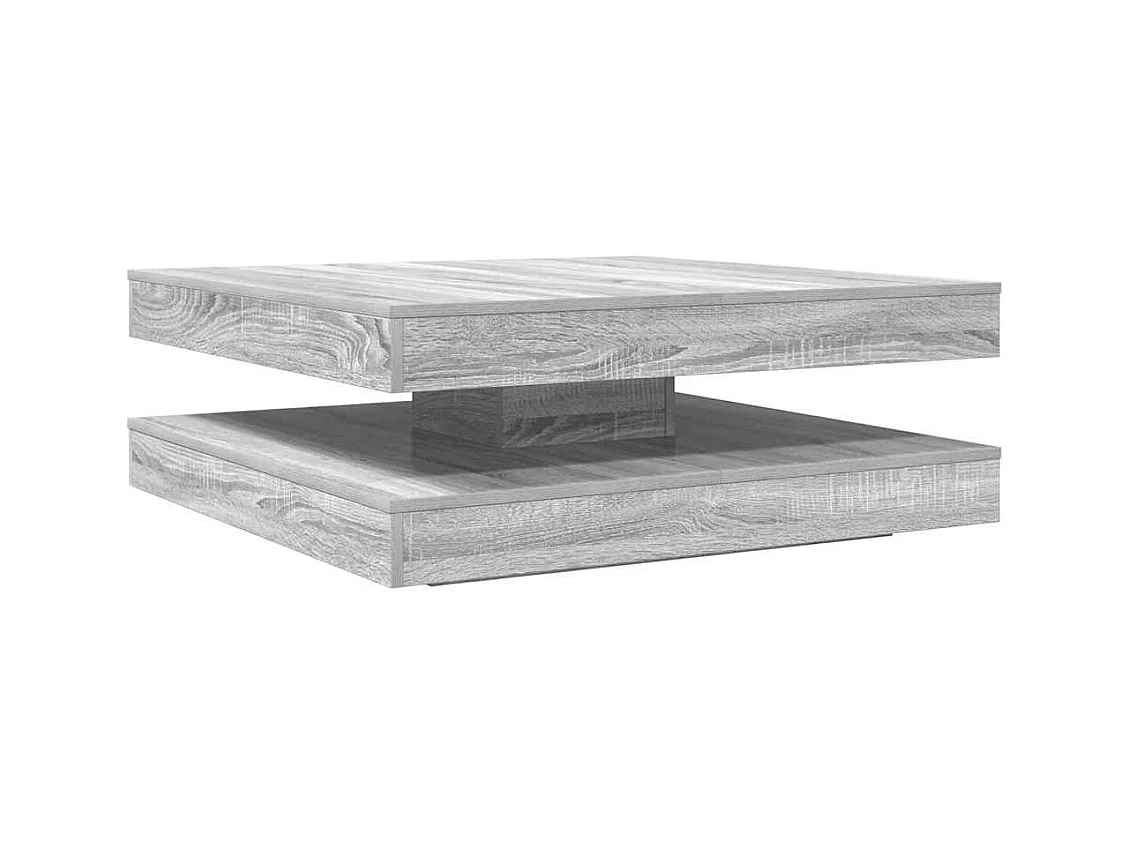 Table basse rotative à 360 degrés sonoma gris 90x90x34,5 cm