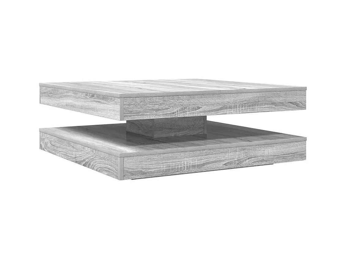 Table basse rotative à 360 degrés sonoma gris 90x90x34,5 cm