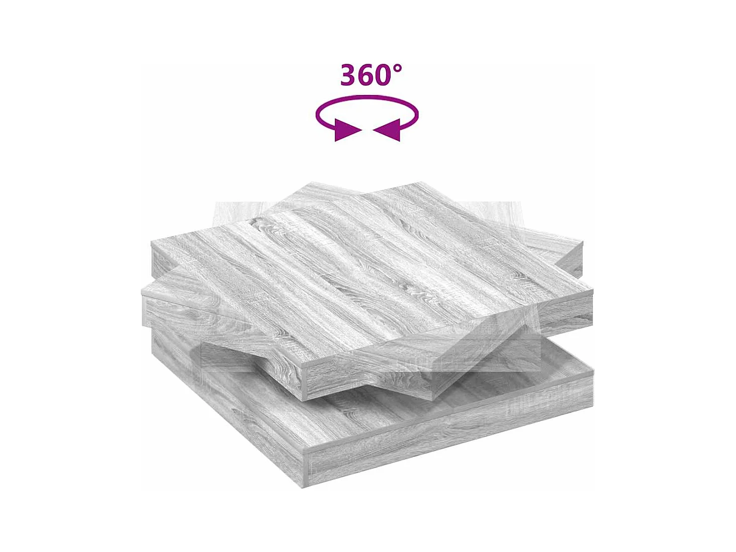 Table basse rotative à 360 degrés sonoma gris 90x90x34,5 cm