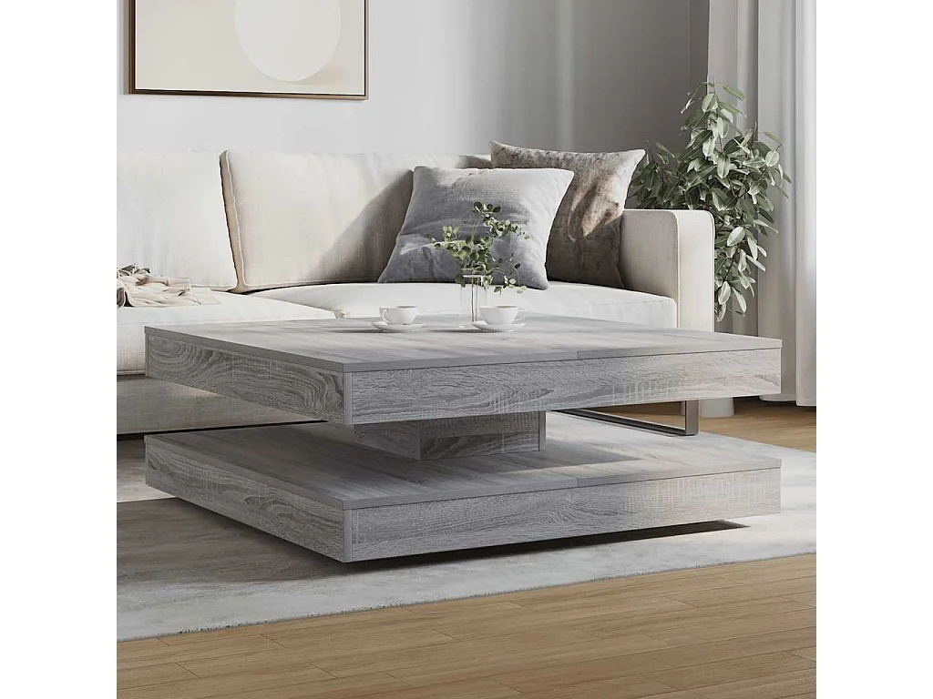 Mesa de centro giratoria 360 grados gris Sonoma 90x90x34,5 cm