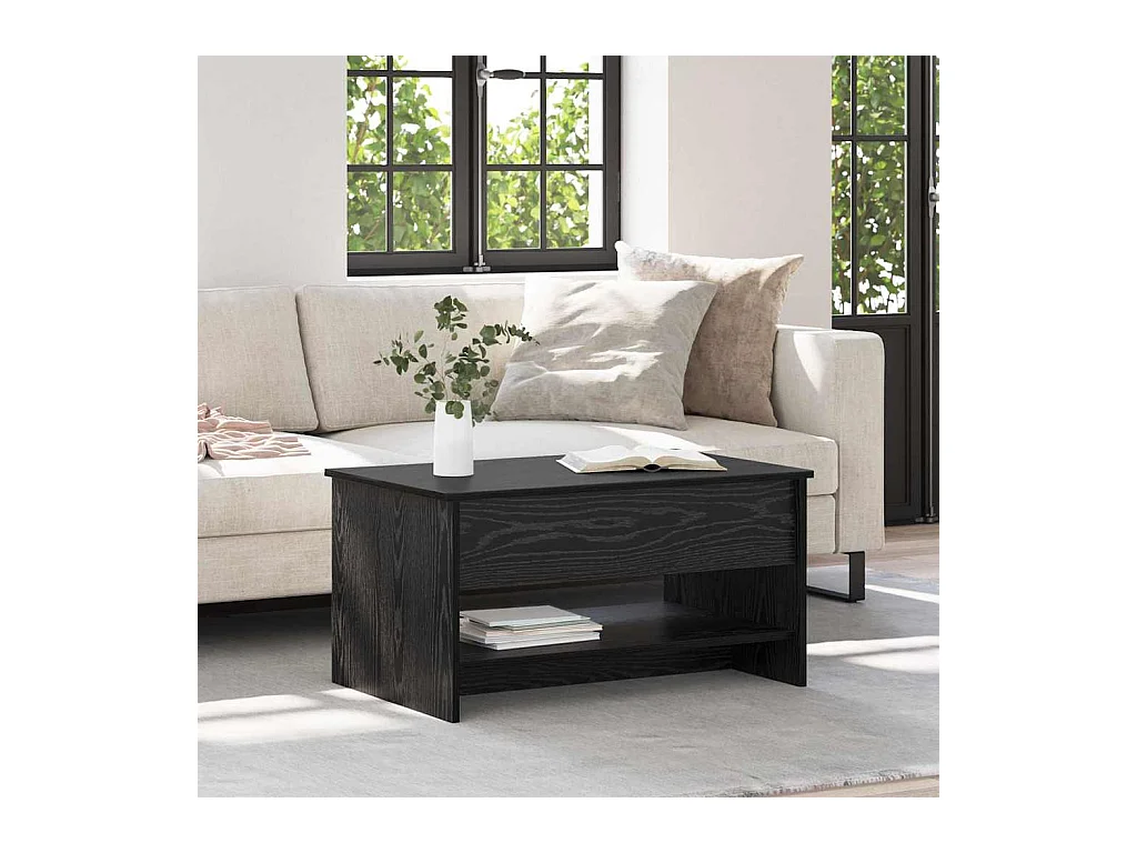 Salontafel Zwart eiken 80 x 50,5 x 41,5 cm Bewerkt hout