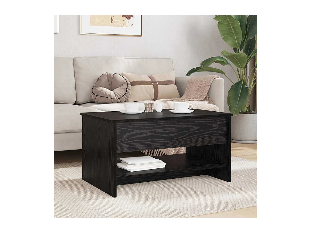 Salontafel Zwart eiken 80 x 50,5 x 41,5 cm Bewerkt hout