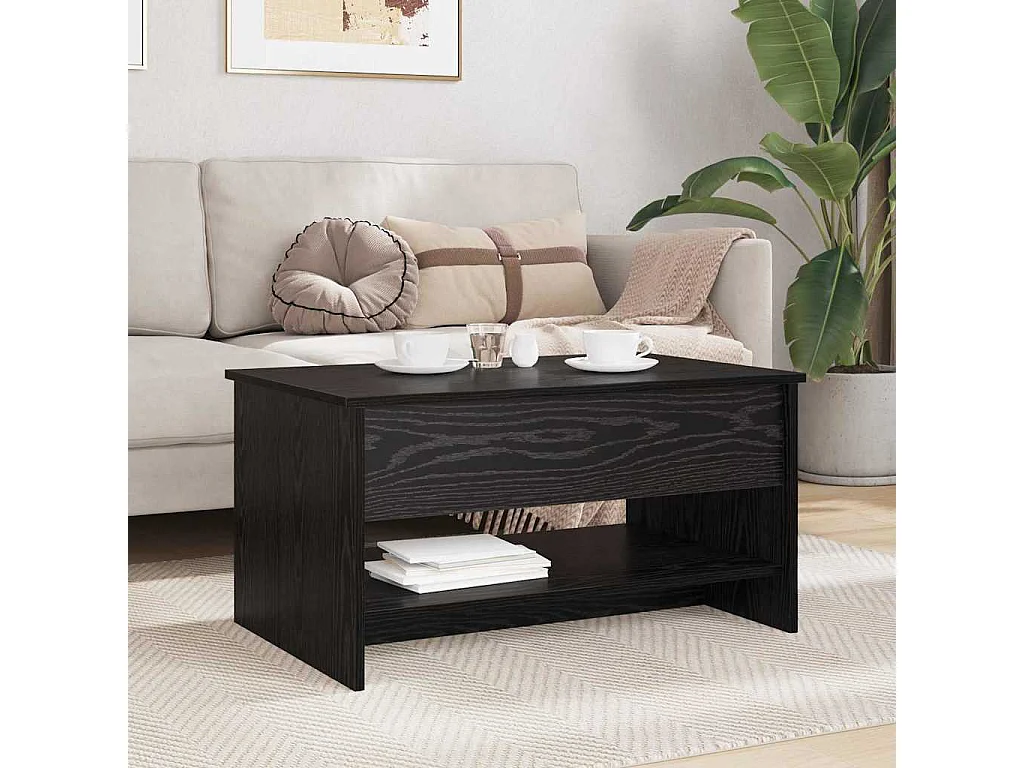 Table basse Chêne noir 80 x 50.5 x 41.5 cm Bois d'ingénierie