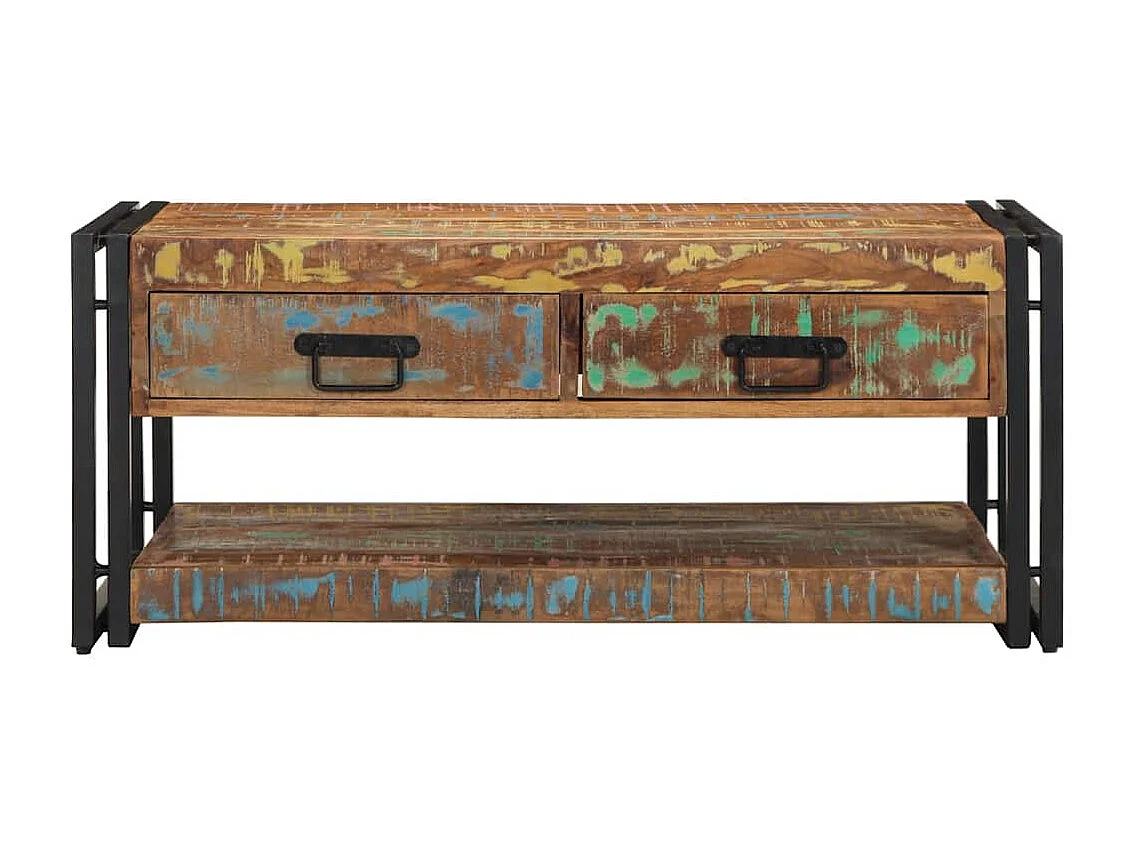 Mesa de centro multicolor 90x50x38 cm madera maciza reciclada