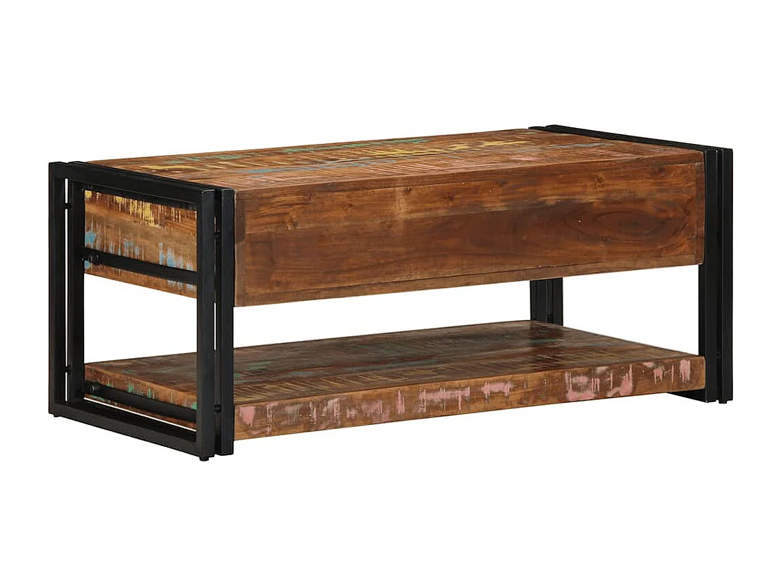 Mesa de centro multicolor 90x50x38 cm madera maciza reciclada