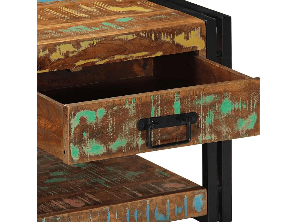 Mesa de centro multicolor 90x50x38 cm madera maciza reciclada