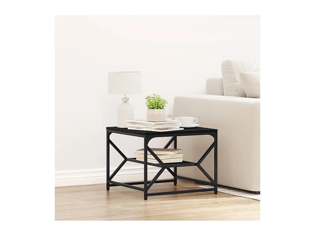 Salontafel Zwart eiken 51 x 50 x 40 cm Engineered hout en staal