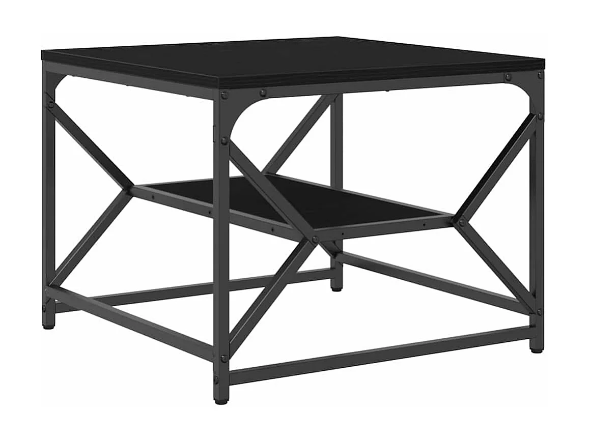 Salontafel Zwart eiken 51 x 50 x 40 cm Engineered hout en staal