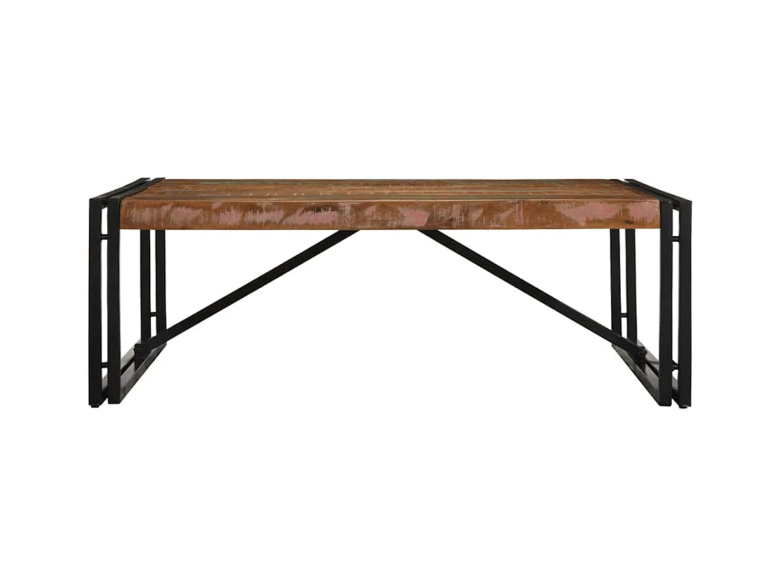 Table basse multicolore 100x100x35 cm bois récupération massif