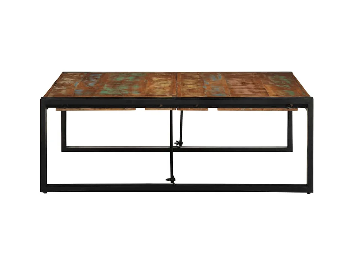 Table basse multicolore 100x100x35 cm bois récupération massif