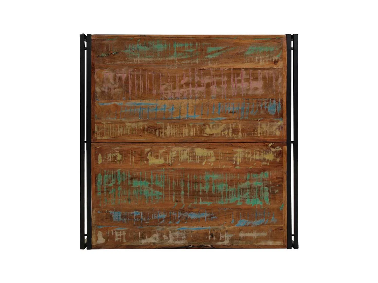 Table basse multicolore 100x100x35 cm bois récupération massif