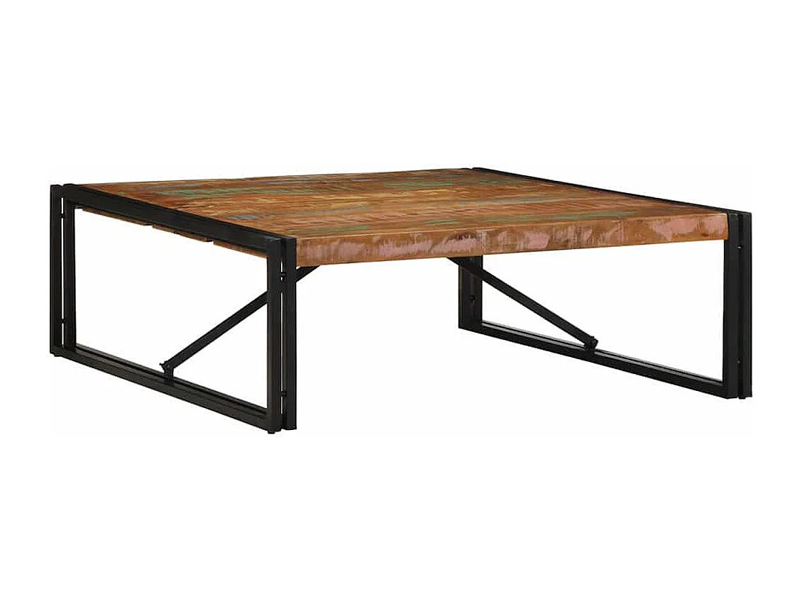 Mesa de centro multicolor 100x100x35 cm madera maciza reciclada