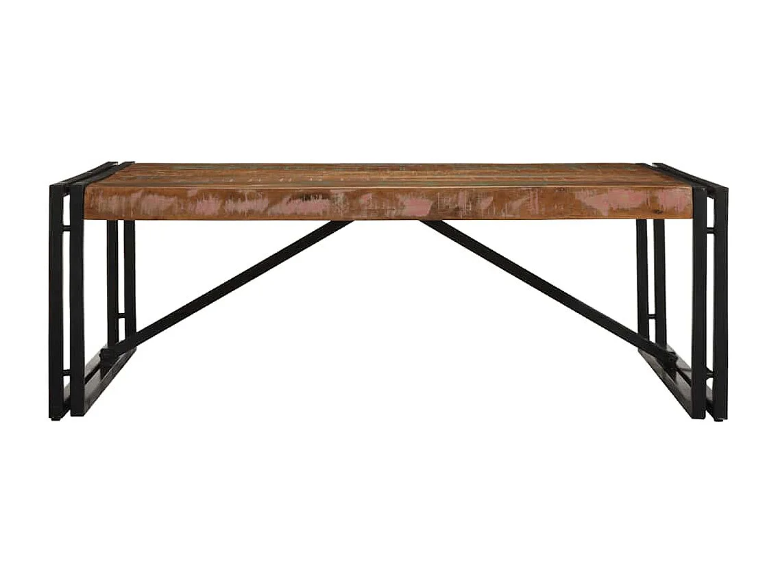 Mesa de centro multicolor 100x100x35 cm madera maciza reciclada