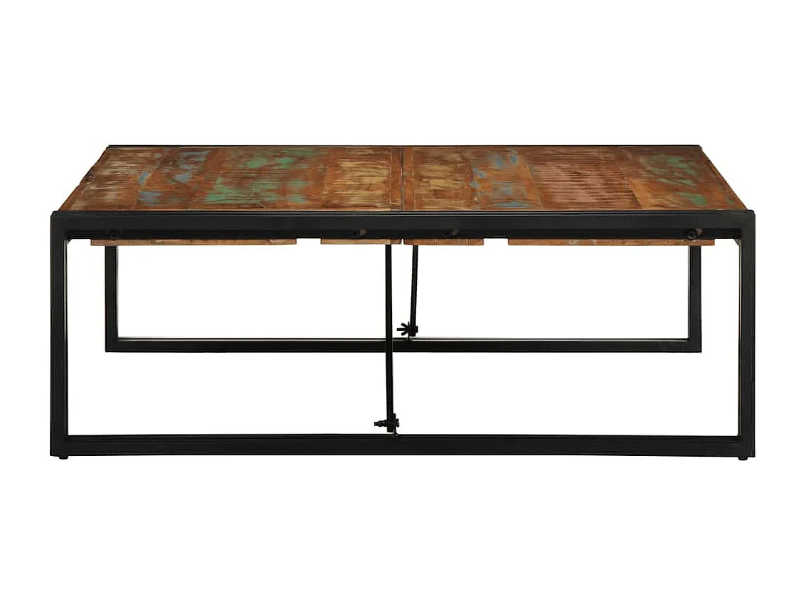 Mesa de centro multicolor 100x100x35 cm madera maciza reciclada