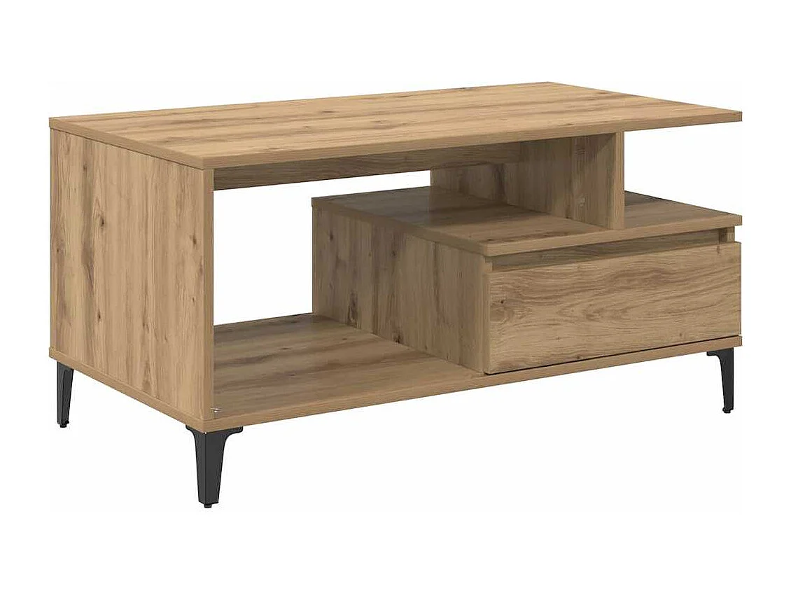 Table basse chêne artisanal 90 x 49 x 45 cm Bois d'ingénierie