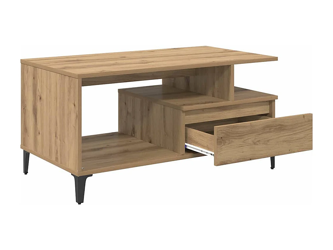 Table basse chêne artisanal 90 x 49 x 45 cm Bois d'ingénierie