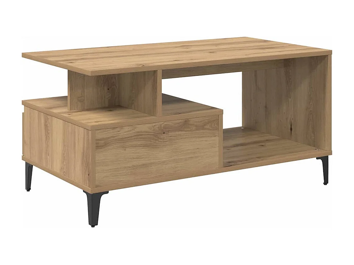 Table basse chêne artisanal 90 x 49 x 45 cm Bois d'ingénierie