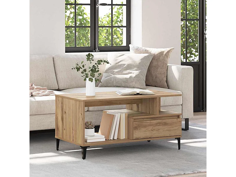 Mesa de centro with Drawer carvalho artisiano 90 x 49 x 45 cm