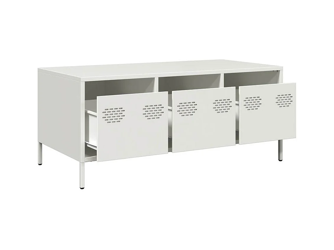 Table basse blanc 101,5x50x43,5 cm acier laminé à froid