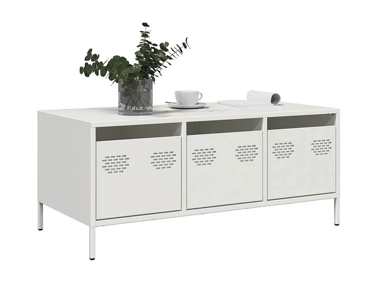 Mesa de centro acero laminado en frío blanco 101,5x50x43,5 cm