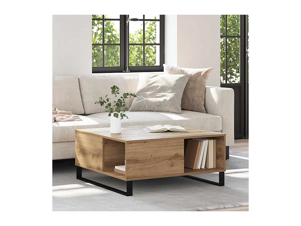 Table basse chêne artisanal 80 x 80 x 36,5 cm Bois d'ingénierie