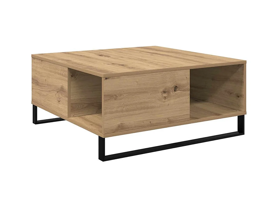 Table basse chêne artisanal 80 x 80 x 36,5 cm Bois d'ingénierie