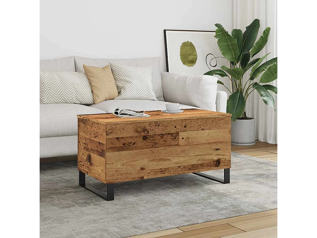 Salontafel 90x44,5x45 cm bewerkt hout oud houtkleurig