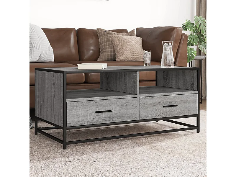 Mesa de centro 100x50x45cm derivados madeira/metal cinza sonoma