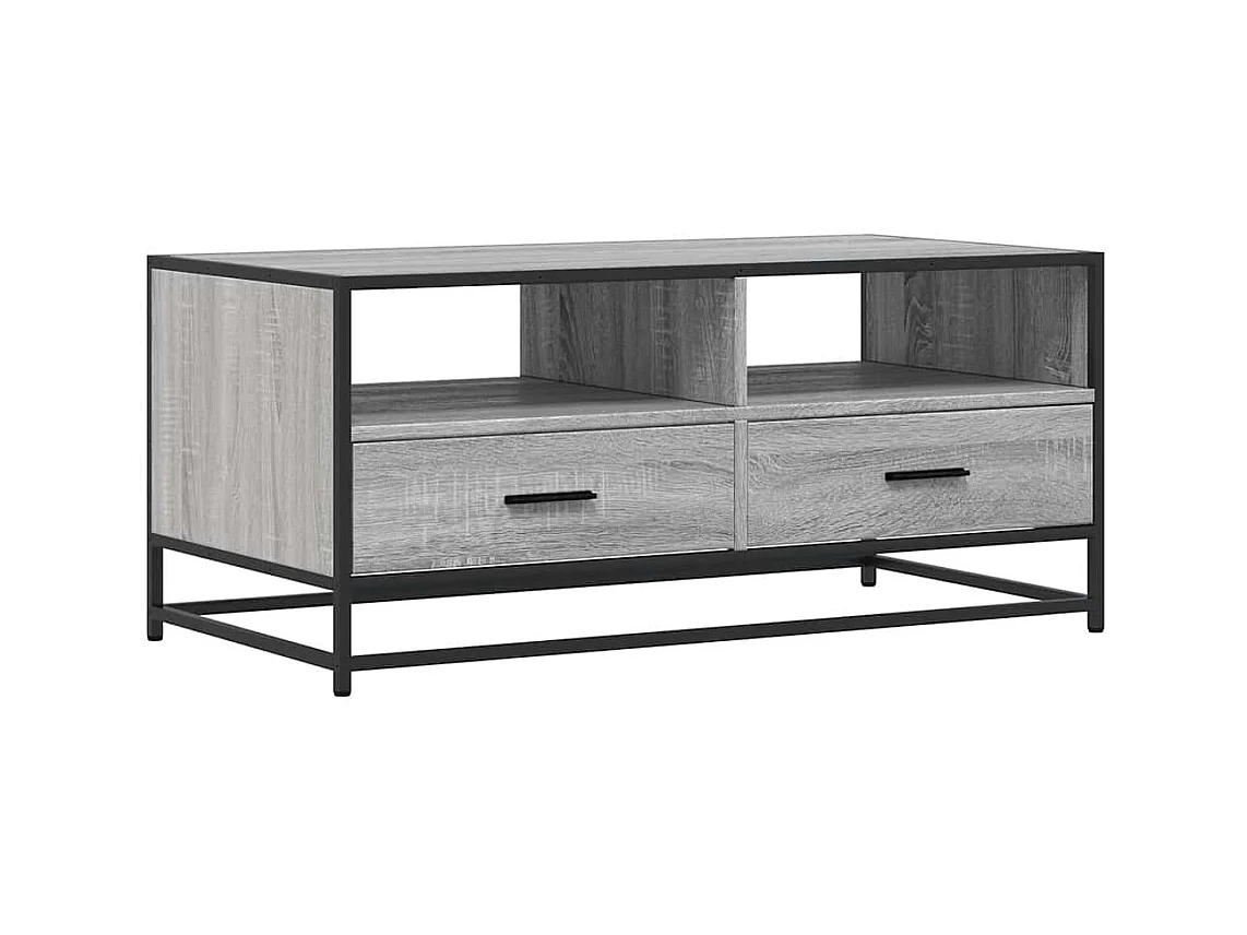 Table basse sonoma gris 100x50x45 cm bois d'ingénierie et métal