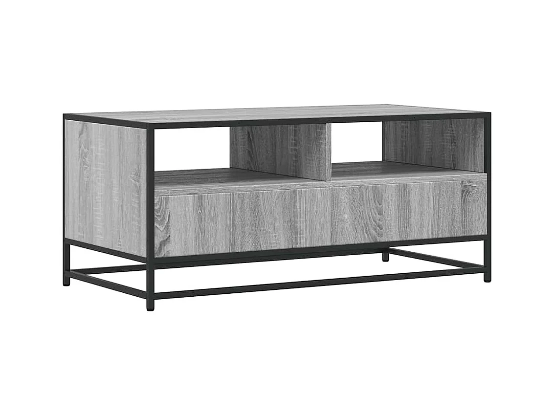 Table basse sonoma gris 100x50x45 cm bois d'ingénierie et métal