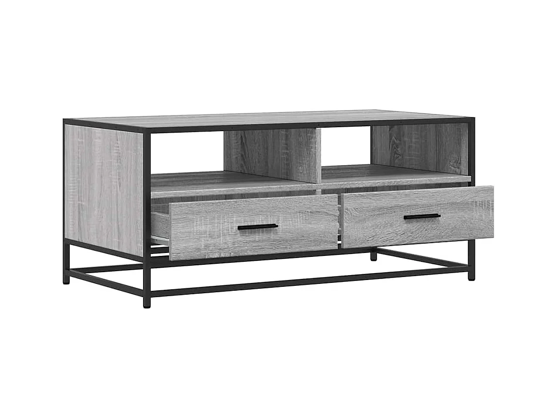 Table basse sonoma gris 100x50x45 cm bois d'ingénierie et métal